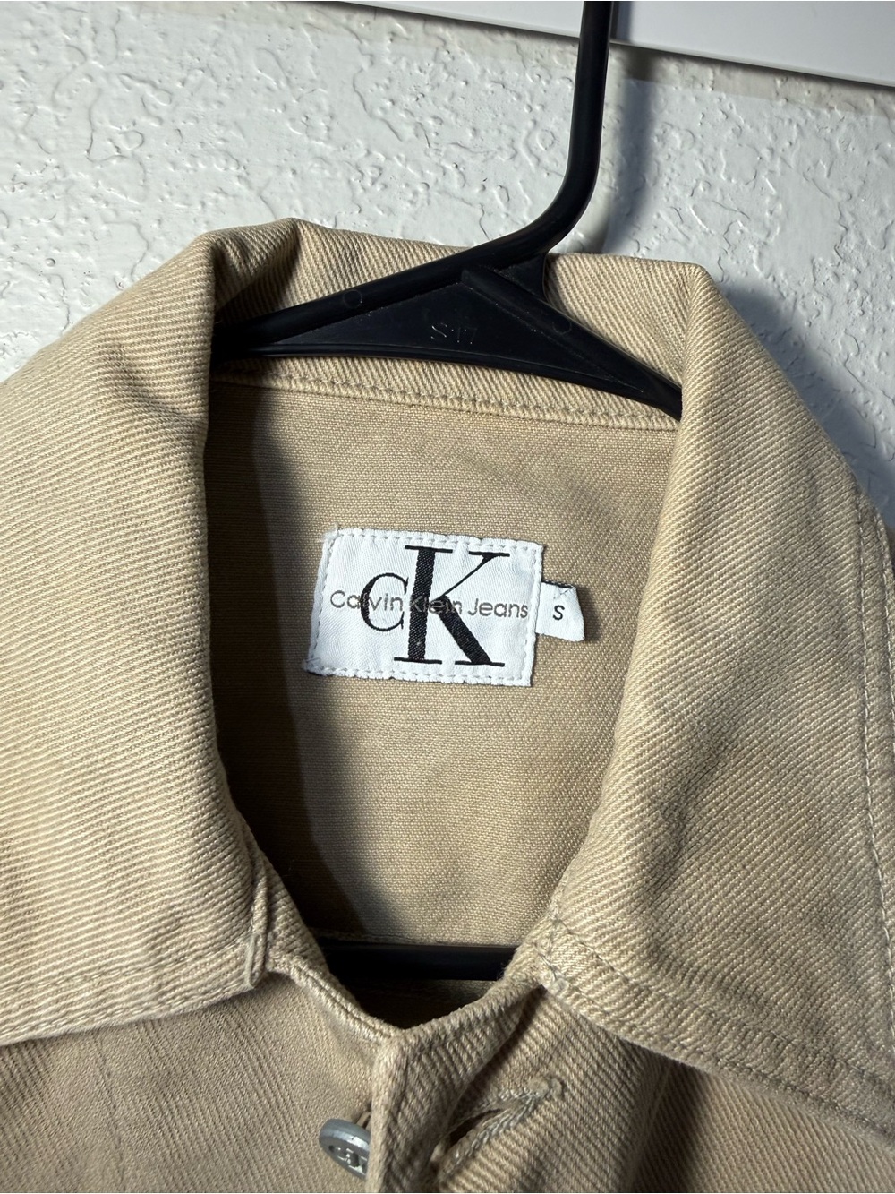 Unique Vintage Calvin Klein Beige/Tan Sleeveless 100% Cotton Denim Vest size Sm